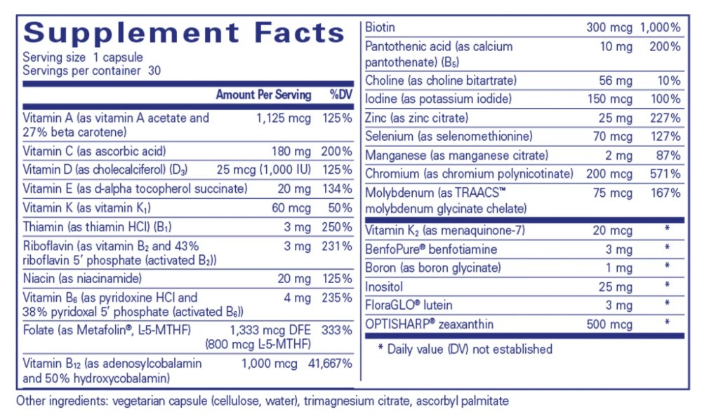 PureGenomics Multivitamin by Pure Encapsulations - My Store