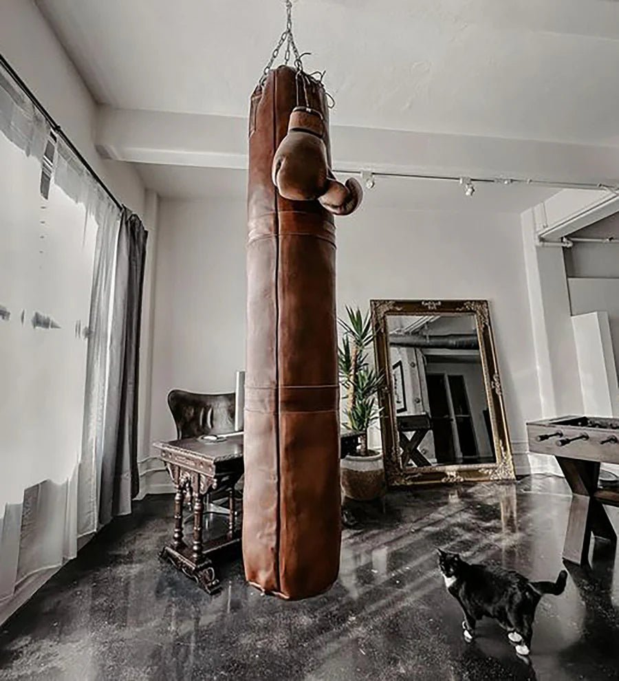 RETRO Heritage Brown Leather Heavy Punching Bag (UN - FILLED) - My Store